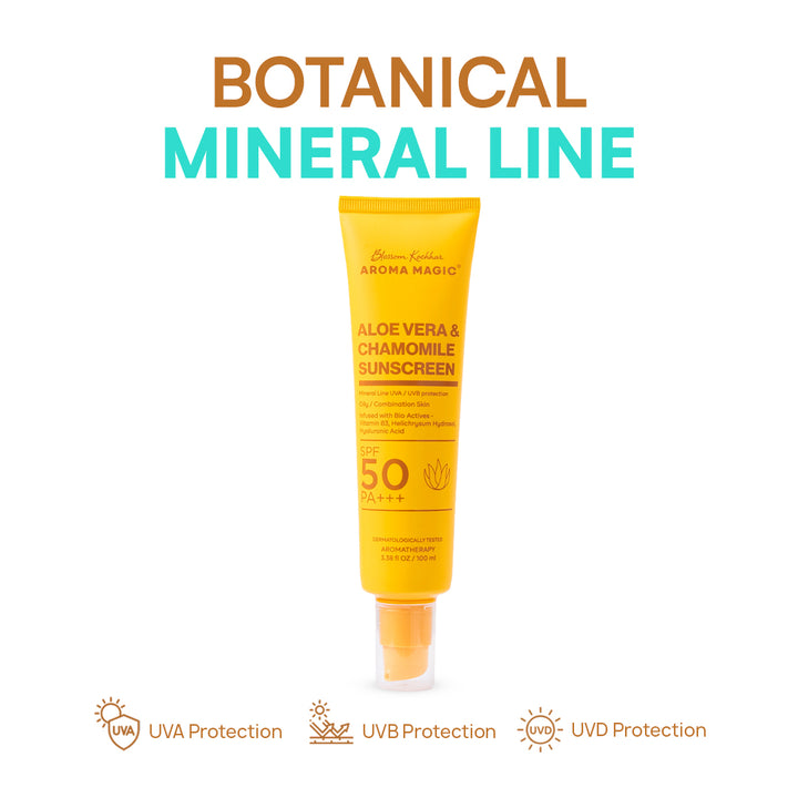 Aloe Vera & Chamomile Sunscreen SPF 50 PA+++ | Aroma Magic