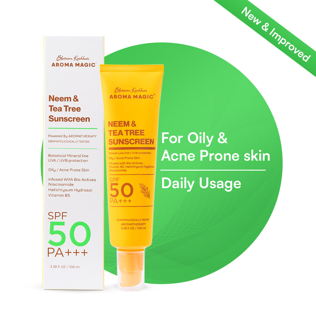 Neem & Tea Tree Sunscreen SPF 50 PA+++ for Oily Skin | Aroma Magic